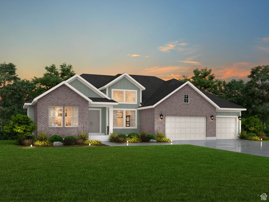 This Sorrento Traditional rambler blends luxury and comfort for all your living needs! This thoughtfully designed home offers a partially finished basement with 9-foot foundation walls, an expanded 3-car garage with an exit door, and an expanded covered deck for entertaining. A chef's kitchen is highlighted including maple cabinets with LED lighting, granite countertops, stylish pendant lighting above the kitchen island and premium stainless steel Caf gas appliances with double ovens. Enjoy elegant hardwood, tile, and carpet flooring, while textured walls, 2-tone paint and Roosevelt base and casing provide finishing touches to this home. Practical upgrades include a water softener system, gas line to the dryer, USB outlet in the owner's bedroom, can lighting, Christmas light outlets, and a flood light package. The bathrooms feature beautiful tile surrounds and black matte hardware while the great room highlights a cozy gas log fireplace and ceiling fans in the office, owner's bedroom and great room provide year-round comfort. You do not want to miss out on this gorgeous home all in a great community!