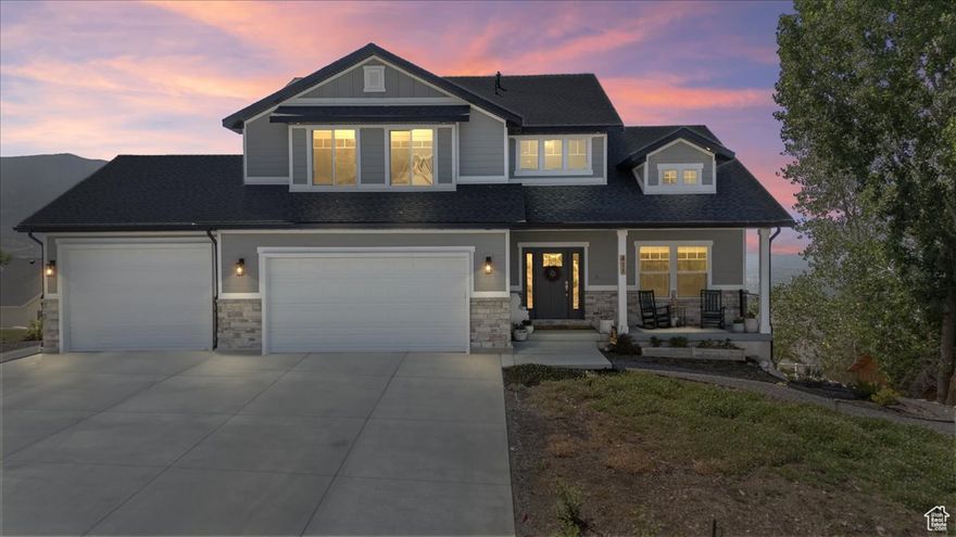 Best Price & Deal in North Ogden! Welcome to the home of your Dreams in Northview Estates Community. This lovely home provides you with 5-bedrooms with den/office room, 3.5-bathroom custom build in North Ogden home nestled in the scenic foothills with breathtaking views of Wasatch Mountains & overlooks the entire Valley. This modern home blends elegance and functionality, featuring a great grand room with cathedral ceilings, luxury laminate flooring, and expansive windows showcasing stunning views. The gourmet eat-in kitchen boasts high-end appliances, a large walk-in pantry with garage pass-through access, and seamless flow to the great room. The main floor primary suite offers a spa-like ensuite with a walk-in shower, soaking tub, and walk-in closet, while an office with cathedral ceilings adds sophistication. Upstairs, two bedrooms (one double-sized), a full bath, and a spacious landing overlooking the great room provide versatility. The fully finished walkout basement includes two bedrooms, a full bath with a double vanity, a kitchenette with full-size appliances, a second washer/dryer, a utility room with a tankless water heater, and cold storage, opening to a private patio. Enjoy lush landscaping with drip irrigation and raised garden beds, fruit trees, perfect for gardening enthusiasts, and an expansive deck for entertaining against a backdrop of mountain views. Wooden blinds, plush carpeting in bedrooms, and energy-efficient systems enhance comfort and style. Located minutes from Ogden's dining, shopping, and outdoor recreation, this move-in-ready masterpiece offers serene luxury and modern convenience. 3 car garage includes EV 50 amp circuit charger. View Live video walkthrough tour above. Schedule a tour today! Square footage figures are provided as a courtesy estimate only and were obtained from County Records.  Buyer is advised to obtain an independent measurement. Buyer to verify all.