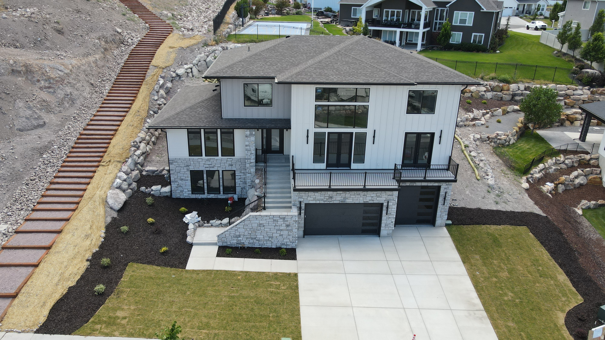 Modern two-story residence with a multi-level design