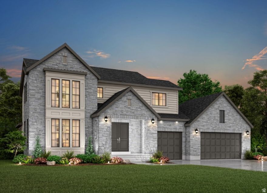 Sophisticated Brinton Signature home in a great Highland community! This  thoughtfully designed home features laminate hardwood, tile, and carpet flooring throughout, along with textured walls, elegant two-tone paint, and oversized craftsman-style baseboards and casing. Also highlighted you will find 9-foot basement foundation walls, a spacious 3-car garage with an exterior exit door, motion light switches, Christmas light outlets, and a gas line to the laundry room for added convenience. The great room is highlighted by a cozy gas log fireplace, while French doors lead into a private living room space. At the heart of the home, the beautifully appointed kitchen showcases maple cabinetry with integrated LED lighting, quartz countertops with a full-height quartz backsplash, and upgraded Caf stainless steel gas appliances. Bathrooms are elegantly finished with designer tile surrounds accented by sophisticated bronzed gold hardware. Combining upscale finishes with timeless style and modern comfort, this home is designed to impress!