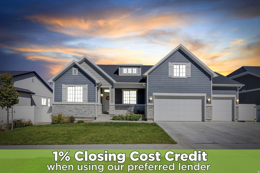 Nestled against the stunning Oquirrh Mountains in Lake Point, Utah, this exceptional rambler-style home offers space, flexibility, and breathtaking comfort-just minutes from I-80 and under 30 minutes from downtown Salt Lake City. With over 5,100 square feet, 7 bedrooms, and 5.5 bathrooms, this home is perfectly suited for large households, multi-generational living, or income potential with a fully equipped mother-in-law suite.  The light-filled main level features 9-foot ceilings and oversized windows throughout. At the heart of the home is a gourmet kitchen designed for both beauty and function, showcasing an extra-large island, marble-style quartz countertops, custom tile backsplash, crisp white cabinetry, double ovens, range with hood, dishwasher, and a spacious pantry. A sunroom-style dining area wrapped in windows creates a bright and inviting space for everyday living and entertaining.  The expansive great room impresses with vaulted ceilings, a gas fireplace with custom tile and stonework, built-in bookshelves, and an elegant chandelier. Above, a charming loft overlooks the space-perfect as a reading nook or quiet retreat.  This thoughtfully designed home offers three master suites, each with walk-in closets and en suite bathrooms. The main-floor primary suite is a true sanctuary, featuring a sitting area surrounded by windows, tray ceiling, dual walk-in closets, and a spa-inspired bath with double vanities and a walk-in shower. The upstairs loft master provides a cozy, private escape, while the basement master-part of the mother-in-law suite-includes a sitting area and a beautifully appointed bath with double sinks, soaking tub, walk-in shower, marble tile surrounds, and a dedicated linen closet.  The mother-in-law suite also includes a large family room, dining area, and kitchenette with sink, ample cabinetry, and a full-size refrigerator. Additional unfinished basement space offers excellent potential for a home gym, office, or storage. Brand-new carpet throughout the home provides a fresh, move-in-ready feel.  Designed with both people and pets in mind, the home features thoughtful dog-friendly upgrades including a magnetic dog door, custom dog deck with stairs, fenced dog run, and a charming Dutch door in the main-floor primary suite. Outdoor living is equally impressive with a covered porch, spacious patio, built-in basketball standard, fire pit area, and in-ground trampoline, perfect for entertaining and active lifestyles. A 3-car garage with built-in shelving completes the property.
