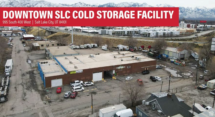 Total Available: 25,215 SF  Office: 1,900 SF  Warehouse: 6,916 SF  Breezeway: 2,166 SF  Mezzanine: 1,330 SF  Walk in Refrigerator: 14,233 SF  Grade Level Doors: - Two (2) 18' x 16' - One (1) 12' x 12' with ramp - One (1) 16' x 12'  Dock Loading: -Nine (9) 8' x 9' Dock High Doors With Bumpers and Seals (2 With Pit Levelers)  Yard Space: .65 Acres of Fenced Yard  Clear Height: 15' - 19'  Backup Generator  In Ground Scale  Floor Drains  Gas Forced Heat in Warehouse  Hand-wash Station  Thirteen (13) Walk In Refrigerators  Security System in Place  Fork Lift Chargers  3 Phase Power  Reception Area  Three Private Offices  Two Restrooms  One Break Room  Construction Type: Block  Zoning: CG (General Commercial)  Location: Highly Desirable Salt Lake Location With Convenient Access From The 1300 South Exit