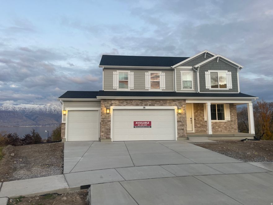 Stunning Lake Views!! With Walk-Out Basement**CONTRACT ON THIS HOME TODAY FOR SPECIAL FINANCING AS LOW AS 3.99% 7/6 ARM. Restrictions Apply: Contact Us for More Information** | WATERFRONT COMMUNITY!!! Walk-Out Basement. Spacious Deck at Kitchen. Minutes away from shopping, schools, trails, and parks. This community is a secluded oasis tucked away just south of Talons Cove Golf Course, nestled up against Utah Lake. The beautiful Hemingway is our top-selling floor plan for a good reason! This home has a large living room, massive gourmet kitchen, making entertaining a breeze! Upstairs there are 5 bedrooms. The primary bedroom has dual sinks and a large walk-in shower. This home has a 3-car garage for all of your toys, and an unfinished 9ft basement with a wet bar pre-plumb for room to grow and entertain. Contact us today for more information or to schedule a community tour!
