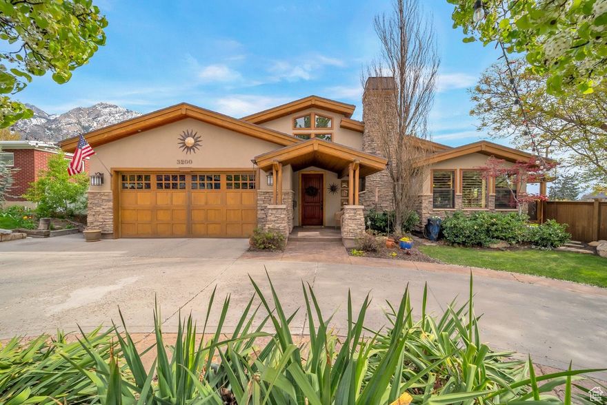 **Offering $10,000 towards closing costs or rate buy down** A rare beauty. You will be stunned the second you walk into this home! The incredible architecture combined with the modern, open layout is truly one of a kind. Skylights and vaulted ceilings, combined with stone and the natural rock water feature create a warmth and serenity unparalleled. No detail was spared when this home had a full remodel/addition put on in 2007. Kitchen great room complete with large island, granite countertops, gas range, and gas fireplace. Master suite on both main floor and upstairs, making perfect accommodations for any situation. **Easily converted to a 4 bedroom** This home is an entertainer's dream. Downstairs wet bar with walkout to incredible, fully landscaped yard. Enjoy the breathtaking views of Mt Olympus in your backyard oasis. Trex deck, garden boxes, and a hot tub. Mountain and Valley Views. Fully fenced and mature landscaping offers peace and tranquility. Plenty of parking and a convenient circle driveway. This home has been meticulously cared for and loved. You won't find another like it. Approved by city for short term rental, should you choose to use it as such. You don't want to miss this truly unique home. Walking through is an experience. Make an appointment for your private showing today!