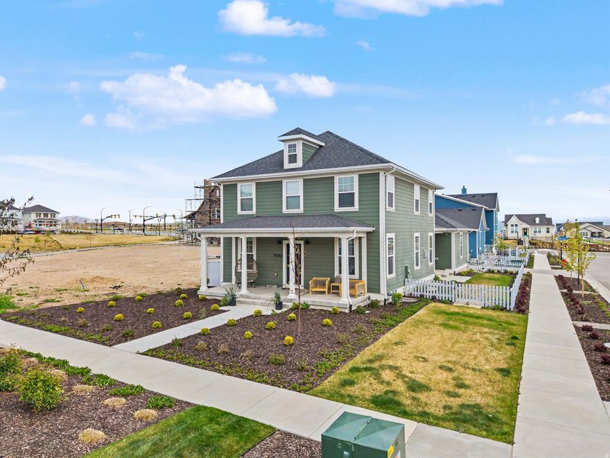 This beautiful, immaculate new home sits on a premium corner lot, offering mountain & water views along with surrounding space-one of the only homes in the area without a neighbor right next door. Designed for both comfort and entertaining, the spacious basement features an incredible wet bar & gathering space. You'll find a thoughtfully designed layout with 4 bathrooms (3 full), a double oven in the kitchen, huge quartz kitchen island, convenient mudroom, and a generous walk-in closet. The 3-car garage provides ample storage and parking, while fiber internet ensures fast/reliable connectivity. Located in an amazing community with friendly neighbors, just minutes from popular spots like Swig, coffee shops, and other local favorites. Enjoy relaxation, convenience, and lifestyle. Right next to Watercourse Pond.  2 INSTANT TANKLESS WATERS! Automatic sprinkler system.  Buyer to verify all info/square footage.