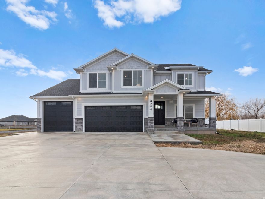 A must see home!  It is a spacious two story with tall ceilings and an open concept plan.  A large portion of the room has recessed lights that include night light mode and have the ability to dim.  The bathrooms and kitchen have quartz countertops. Full bathrooms have anti-fog mirrors with built in lights. Two bedrooms have walk-in closets. Wonderful finishes and a large yard. The large master suite is completed with a gigantic tub. Garage is upgraded with an 80 amp FORD car charger and gas and 240v lines to the garage and back patio.  Four fans throughout the home, one the Living, one the workout space, master suite, and the back patio. There are even outlets above the cabinets and in the front eaves for Christmas lights.  Finally on the exterior there is a large circle driveway and a covered back patio. Schedule your private showing today.