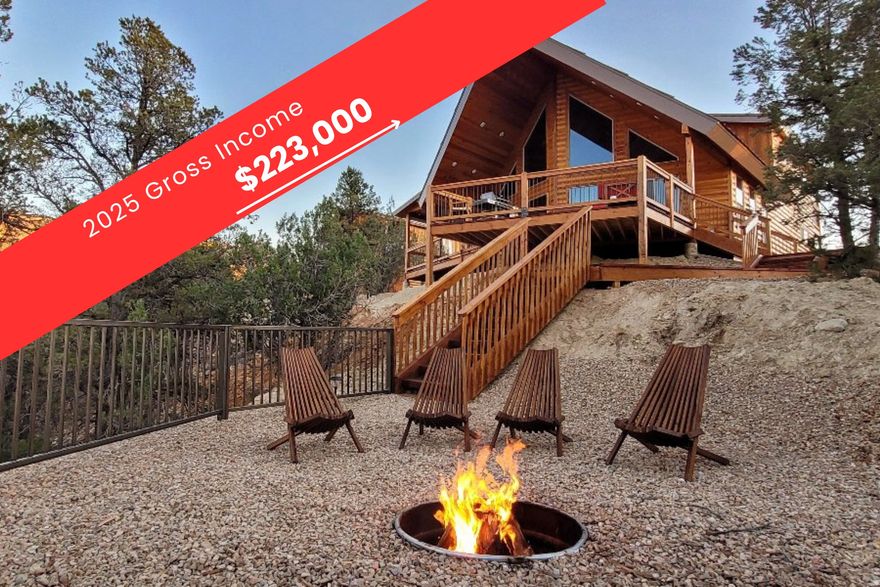 Exceptional turnkey income property in Orderville, UT - two vacation rentals with stunning views on one lot. The spacious main residence offers 3 bedrooms and 2.5 baths, while the charming guest house provides 2 bedrooms and 1 bath. Both houses have the amenities that guests are looking for when visiting the area. The main house features a tiered back deck with outdoor dining, seating, firepit and hot tub, while the casita has a private back patio with it's own outdoor dining, firepit and hot tub, both with stunning views. Each unit is marketed and operated separately, attracting consistent bookings.    Combined grossed $223,000 in 2025, delivering immediate cash flow and a proven revenue track record. Perfect for an investor seeking passive income or an owner-operator wanting a ready-made short-term rental business. Don't miss this rare opportunity to own two high-performing vacation homes in a rapidly growing gateway to Utah's national parks    Ideal location: 25 minutes to Zion National Park's East Entrance, and about 1 hour to Bryce Canyon National Park. The upcoming East Zion Visitors Center, only 20 minutes away, promises even more allure for visitors. Buyer to verify all.