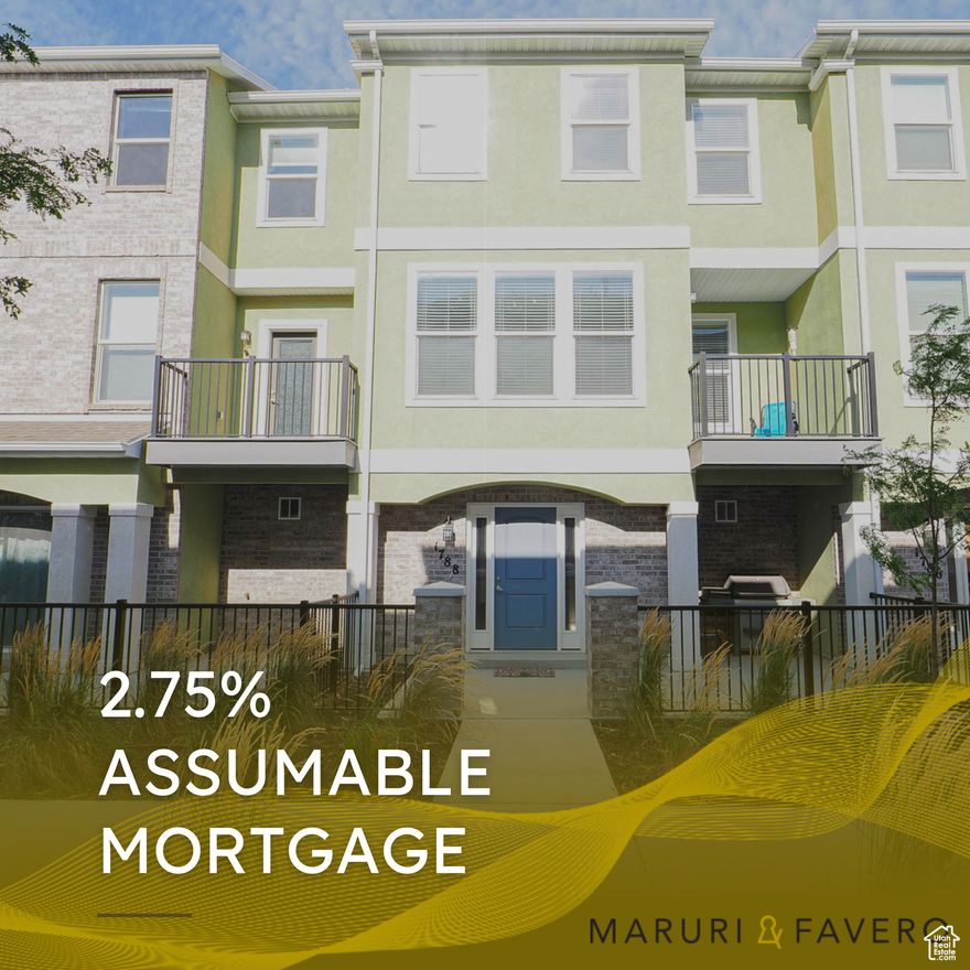 **2.75% ASSUMABLE RATE**  You read that right! Call for details! This spacious townhome offers a huge kitchen even at single family home standards, an incredible primary suite with walk-in closet and an oversized 2 car garage! The location is perfect for going north or south without fighting that east/west traffic! You will also enjoy the fenced front patio for BBQ season or your family pet! Whether you get a 2nd mortgage for the gap between purchase price and the seller's loan balance or use cash...this rate is pure gold in today's market!