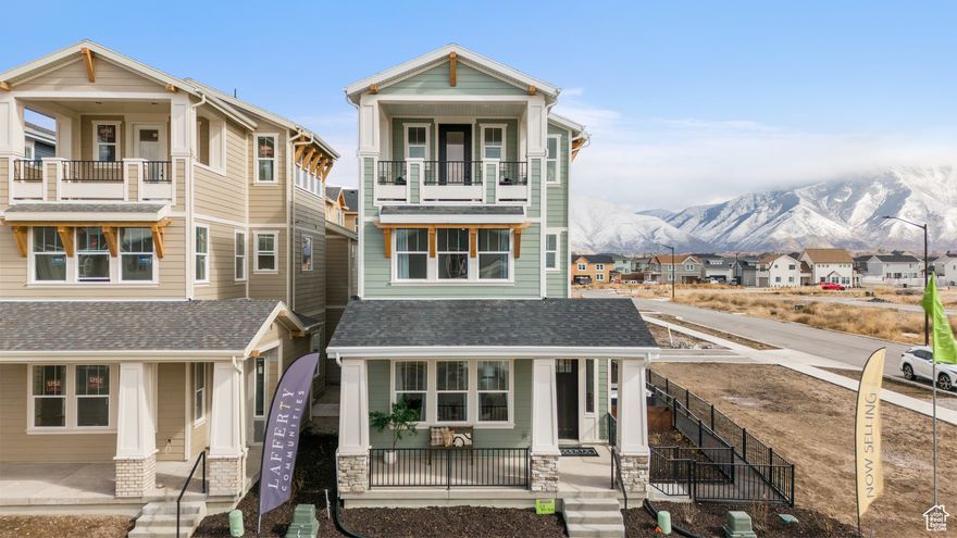Up to $15,000 in seller paid closing costs or towards rate buydown!!  Model home hours are Tuesday-Saturday from 10am-5pm, see video link for virtual tour or ask about our self guided tour option! Brand new, beautiful, and thoughtfully designed single family home built by one of Utah's premier home builders, Lafferty Communities. The Huntington Ranch Community is nestled in one of Springville's most desirable neighborhoods, located just steps from a brand new city park and surrounded by scenic walking trails. Our Cottage Plan 2B offers an inviting open-concept floorpan that you will love: your main living space is on the 1st level, creating separation and privacy for the bedrooms on the 2nd level. This home that has top of the line finishes curated throughout, featuring soaring 10-foot ceilings, an abundance of natural light, 4 spacious bedrooms, 3 full bathrooms, 1 half bathroom, open main living room, bonus flex space for another family room or 4th bedroom, and an incredible covered deck with 270 degree views. The esthetic, modern kitchen boasts elegant quartz countertops, 42" cabinets that extend to the ceiling, stainless steel appliances, a spacious island, while the connected dining area opens directly onto a private patio and yard. The primary suite boasts double walk-in closets and a free-standing soaking tub in the en-suite bathroom.Schedule your private tour today! This specific home is the model home and furniture is negotiable.