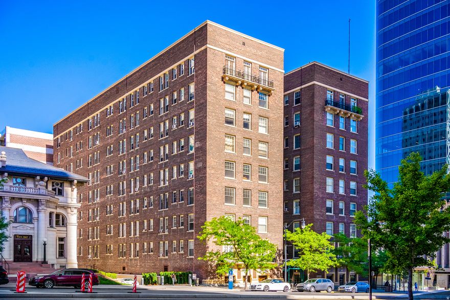 Unit 106 at The Belvedere is a freshly remodeled 1-bed/1-bath with the kind of finish quality you won't find at this price point downtown. Think custom cabinetry, sleek countertops, subway tile bath, tall ceilings, in-unit washer/dryer, and elegant pocket doors that let you open the floor plan or close off the bedroom for privacy. It's turnkey, bring your furniture and you're home. HOA includes gas, water, sewer, trash, fiber internet, earthquake insurance & storage. Your only utility bill? Electricity. The building itself is a landmark - literally. Built in 1919 by the LDS Church, The Belvedere was originally designed as a hotel for extended stays, known as The Belvedere Hotel Apartments. It was Salt Lake City's first all-electric building and the first in the city to feature an elevator. Today it sits on the National Register of Historic Places, and the secured lobby still showcases the original Art Deco details, marble flooring, mirrored walls, and crystal chandelier that have defined this address for over a century. The building was converted to condominiums in 1978, making it one of downtown Salt Lake's earliest condo conversions. Now the location: you're across the street from City Creek Center, one block to Temple Square, steps to Harmons grocery, and a short walk to TRAX. With a 95 Walk Score, most residents find a car is optional - not a requirement. This is a rare chance to call one of Utah's most distinguished addresses home. Buyer is responsible to verify all listing information, including square feet/acreage, to buyer's own satisfaction.