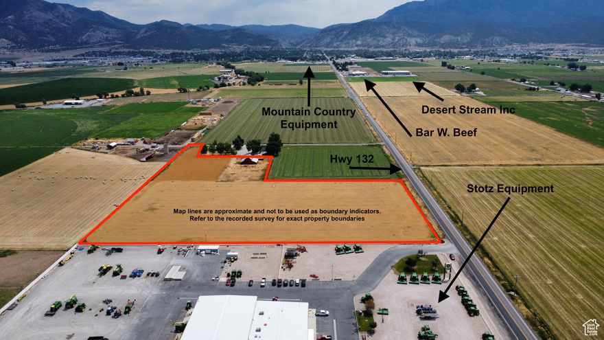 Zoned HIGHWAY INDUSTRIAL land, west of Nephi. Highway 132 frontage. Highway and county road access. Power and gas nearby. Water rights included. Great location with strong access and utility proximity.