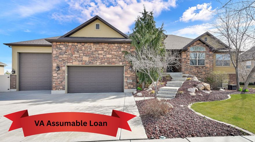 **VA Assumable Loan available - please reach out for details**  Bring the RV, boat and all the toys - this Syracuse property features an oversized RV garage (20' w x 43.5' d with a 14' door) plus 125 feet of dedicated gravel RV parking. The main floor features an open layout with granite countertops, stainless appliances, walkout access to a large covered deck, 3 bed, 2.5 bath and laundry. The fully finished daylight ADU includes 3 bedrooms, 1.5 bathrooms with a roll-in shower, full kitchen, 9' ceilings, cold storage, separate entrance and laundry offering flexible space for guests or multigenerational living. Step outside to a backyard designed for entertaining with a custom pavilion featuring an extra deep swim spa, elevated deck, TV and surround. The yard is beautifully landscaped with mature trees and striking rock accents. Square footage provided as courtesy; buyer to verify.