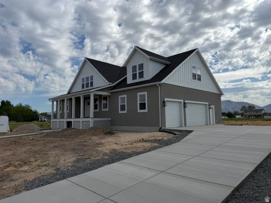 Beautiful farmhouse on WEST FACING HALF ACRE+ with master on the main floor. Modern kitchen with large pantry, stainless steel appliances, gas range, and quartz countertops. Primary bathroom freestanding tub and walk in closet. HUGE bonus room over the garage that can be used for extra family room, hobby room, home office, or bedroom space. Don't miss the built in benches and lockers in the mudroom with attached powder bath and laundry. Large three car garage with room on lot to add a detached garage/shop. NO HOA.