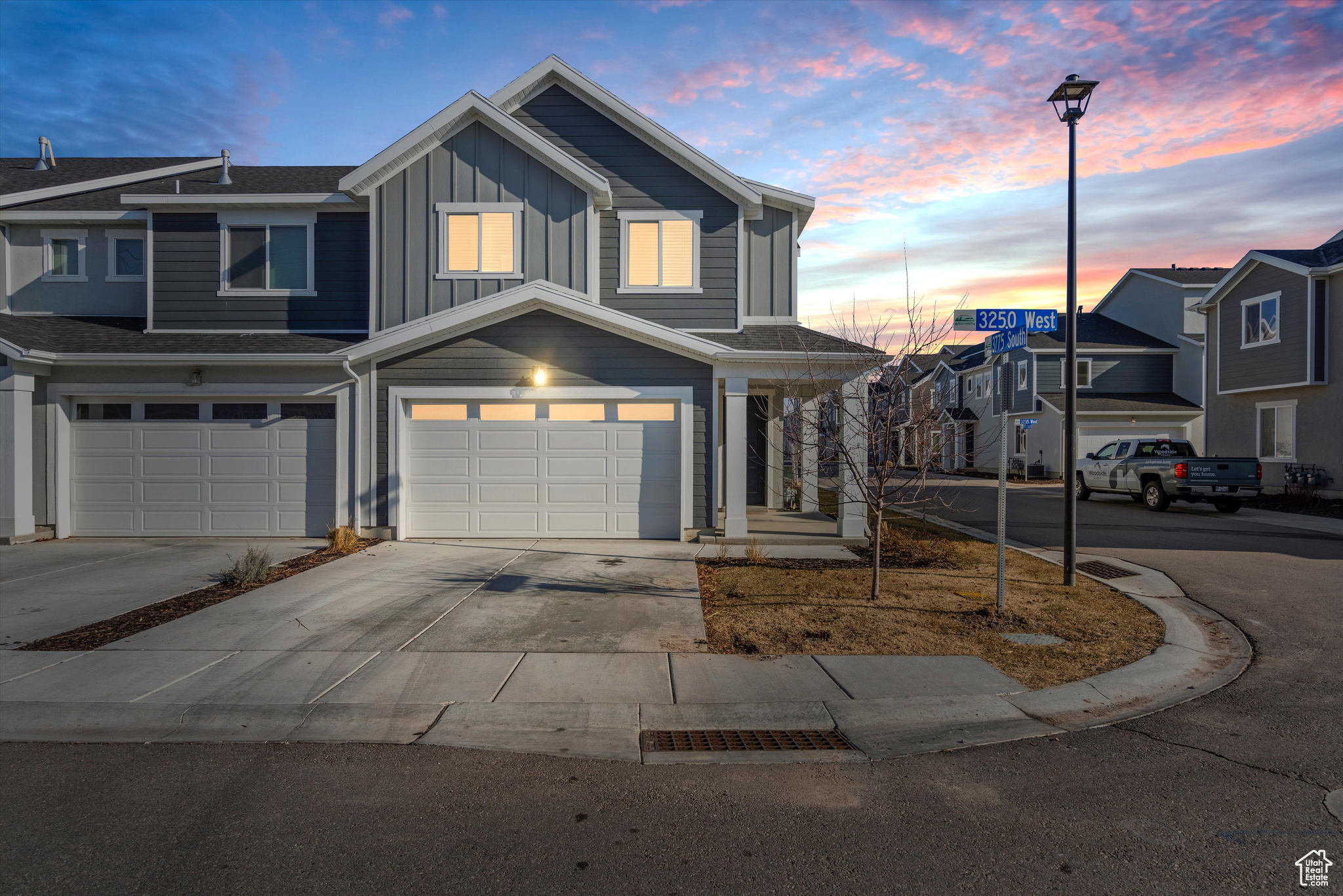 This Harvard floor plan end-unit townhome at Enclave at Salt Point. Three bedrooms and loft!  End unit means plenty of windows and natural light, only one shared wall! This home is situated in the perfect spot in the subdivision! The High-quality finishes are found throughout, creating a stylish and inviting atmosphere. Upgrades and options on this home include: 2nd sink in master bathroom, shower with cultured marble surround in master bathroom, insulated 8' two car garage door, keyless garage entry pad, upgraded kitchen cabinetry to the taller 42" cabinets, tilt out tray at kitchen sink, upgraded cabinet knobs and handles, gas line added for gas range in kitchen, wired and braced for a ceiling fan in living room, wired for island pendant, Voice IQ stainless steel kitchen faucet, upgraded GE stainless steel appliances, gorgeous valle nevado granite countertops throughout, and the patio is fully paved!Conveniently located 15 minutes from Hill Air Force Base. With easy access to I-15, Roy FrontRunner station, not Far from Golf, Skiing, Lake and more.    Square footage figures are provided as a courtesy estimate only and were obtained from County Records. Buyer is advised to obtain an independent measurement.