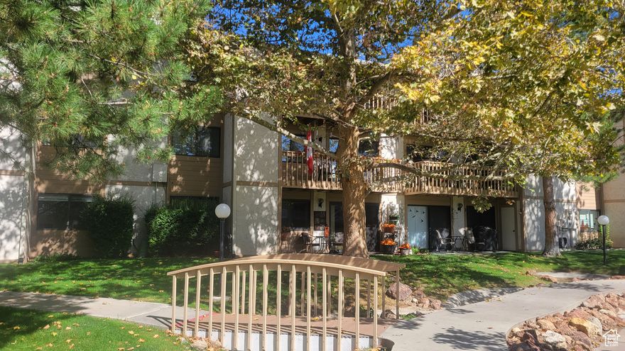 This top floor 55+ condo has the best nature view!  Mature trees, meandering stream, fine trimmed green lawn, happy squirrels!  Secured entry to beautifully furnished sitting room and convenient ELEVATOR! Once inside, you will immediately feel the peaceful setting, making this your new home! Large master bedroom with walk-in closet, bath with separate tub/shower. Newer carpet! Washer & Dryer included. Spotless interior, ready to be moved into.