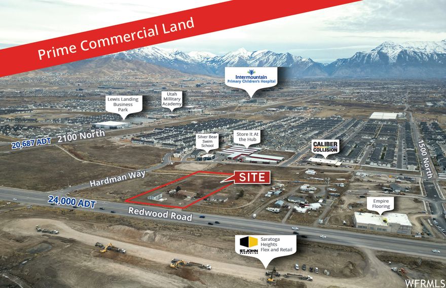 Presenting 3.22 acres of strategically positioned commercial land, just off the bustling Redwood Road. This expansive parcel sits at the crossroads of 2100 North and Redwood Road, offering unparalleled visibility and accessibility in one of the city's fastest-growing areas.