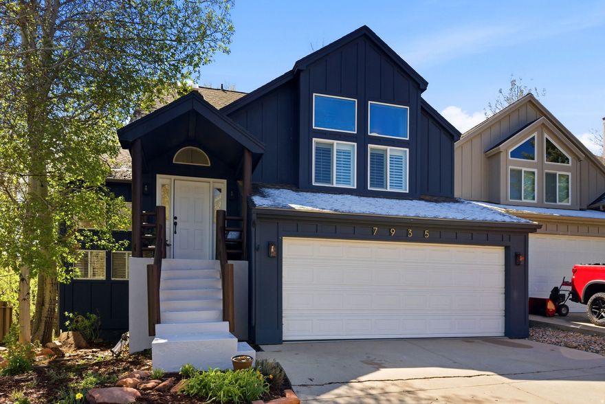 Tucked into one of Park City's most desirable neighborhoods, 7935 Mustang Loop offers a setting that's hard to come by. This 4-bedroom, 3.5-bath home has been tastefully remodeled throughout 2024/2025, blending updated finishes with a warm, comfortable mountain feel across 2,458 square feet.  Inside, the home offers bright, inviting living spaces with a natural flow and tasteful updates throughout. Located just minutes from everything Park City has to offer-from world-class skiing and golf to trails, dining, and shopping-this home combines convenience, comfort, and an exceptional sense of privacy.  What truly makes this home special is the backyard and the surrounding setting. Backing to open space and a shared pond, the property feels incredibly private and peaceful. Mature landscaping and calming water views create a true retreat right at home. Whether you're enjoying a quiet morning coffee, hosting friends on the patio, or taking in the changing seasons, you'll appreciate the outdoor space every day.