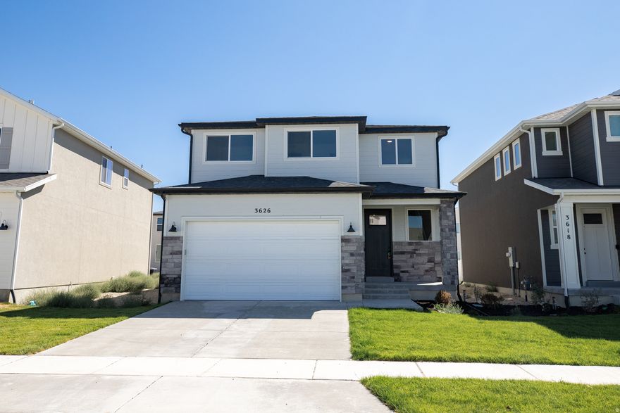 AMAZING $20,000 INCENTIVE TOWARDS CLOSING COSTS, RATE BUYDOWN, OR PRICE REDUCTION REGARDLESS OF LENDER! Must-see Harmony Community in Eagle Mountain! Move-in ready! This beautiful home built by Flagship Homes features 4 bedrooms, 2.5 bathrooms, quartz slab countertops, painted cabinets, laminate flooring on the main level, a large loft on the 2nd floor, fence on one boundary of property and next to a pathway, landscaped front yard, 2 car garage, and back yard can be landscaped for an additional charge. The primary bedroom has a vaulted ceiling, large walk-in closet, and dual sinks with a separate tub/shower. With an unfinished basement, this home provides space for storage and room to grow. (If preferred, basement can be finished for an additional charge.) 1GB fiber optic internet included in the HOA dues. Call for more information or stop by our model home at 3859 N. Thomas St., Eagle Mountain for a tour. Model home hours: Monday-Saturday 11 AM - 6 PM. Buyers to verify all information. Square footage is from house plans.