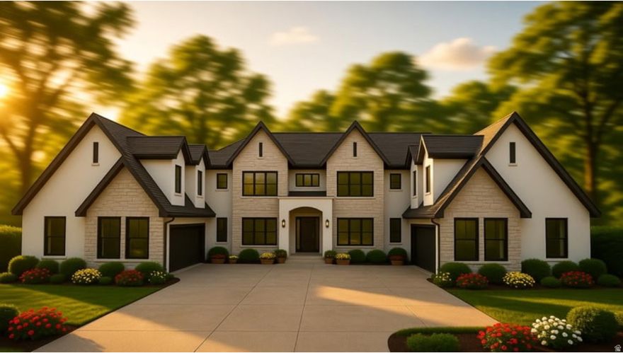 This is a custom spec home "To Be Built" by Vibe Homes. Plans are drawn and submitted to Draper city for permit. Over 9,000 sqft priced at $350 per foot! You won't find a better deal on a new construction home of this caliber. Includes indoor pickleball/basketball court with gym/loft, 4 car garage, prewired space for home theater/golf sim, main floor master, 2 kitchens, 6 bedrooms (most with private en-suites), dedicated office, soaring 2story ceilings in great room and entry, huge covered patio to take in unobstructed mountain views, backs up to wooded trail and directly across the street from Draper City Park. Price includes fence and landscaping to create full privacy from the street. Driveway will accommodate plenty of guest parking so you can invite friends and family to come play pickleball and enjoy this remarkable luxury home. Set allowances given for cabinets, counters, appliances, flooring, and other finishes. You will work 1-on-1 with our in house designer to make selections or she can design the house for you and deliver a truly parade worthy home. Your new home will be the crowning jewel of 1300 E and the first thing people see when they come thru the roundabout. Welcome to Draper Parkside.