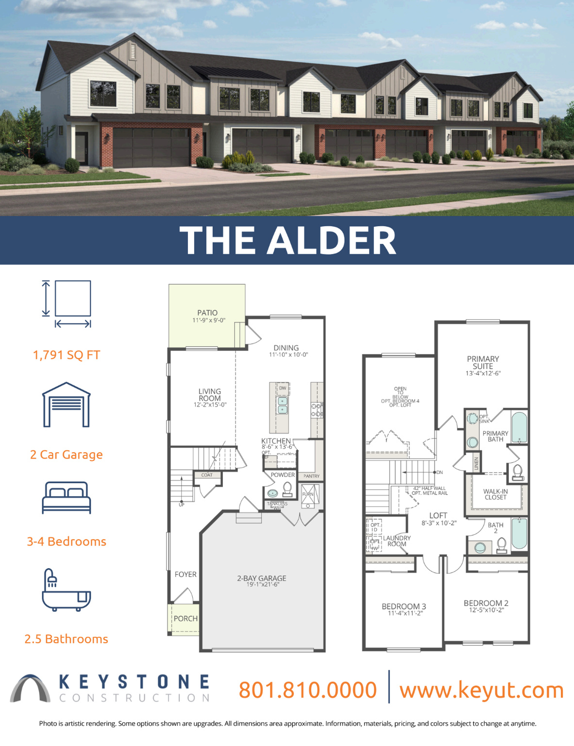 Welcome to Hiatt Creek in Payson! The Alder combines thoughtful design with a stunning open-to-above great room, giving you a grand living space filled with natural light. The main level includes a spacious kitchen with a large island, a walk-in pantry, and a formal dining area. This plan also offers a fenced-in backyard and a full 25-foot driveway, making it one of our most family-friendly layouts. Home is under construction and comes with a 3% flex incentive to use toward closing costs, rate buy down, design upgrades, etc. Come tour our homes today and experience the Keystone Construction difference.