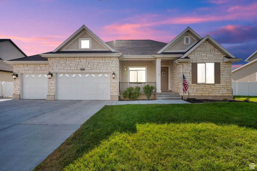 Elegant and light-filled, this expansive rambler with a bonus loft and fully finished BASEMENT APARTMENT is nestled in the prestigious Midas Crossing community. Nearly 5,000 sq ft of living space showcasing a spacious open-concept layout, soaring vaulted ceilings, and an abundance of natural light throughout. Enjoy the tranquility of a secluded, low-traffic setting, just minutes from major freeways, upscale shopping, dining, parks, and top-rated schools. **NEW FLOORING IN BASEMENT. The fully finished ADU/mother-in-law suite features a private entrance, 9 FT ceilings, modern kitchen, and  laundry room, offering exceptional flexibility for multigenerational living or potential rental income. Additional upscale features include **PAID OFF SOLAR panels for energy efficiency, RV PARKING, access to both culinary and **SECONDARY WATER, a backyard storage shed, and a versatile loft space perfect for a home office, guest quarters, or playroom. This is a rare opportunity to own a luxurious and versatile home in one of the area's most exclusive neighborhoods. Buyer to verify all information.