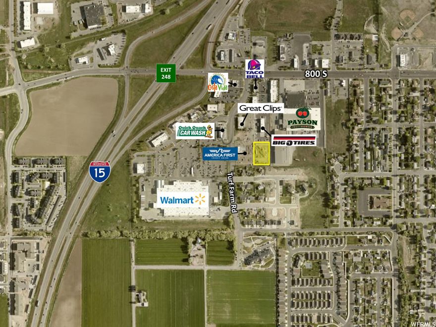 First time offering! In addition to easy I-15 North and South Bound access, this newly developed commercial pad is situated next to several commercial businesses including America First Credit Union, Wal-Mart, Big O Tires, Crumbl Cookies, KFC, Great Clips, Costa Vida, Quick Quack Car Wash, Auto Zone, The UPS Store, Taco Bell, Chubby's Cafe, and many other substantial commercial business. This pad is fully improved and ready for a building permit with all necessary utilities stubbed to the property.