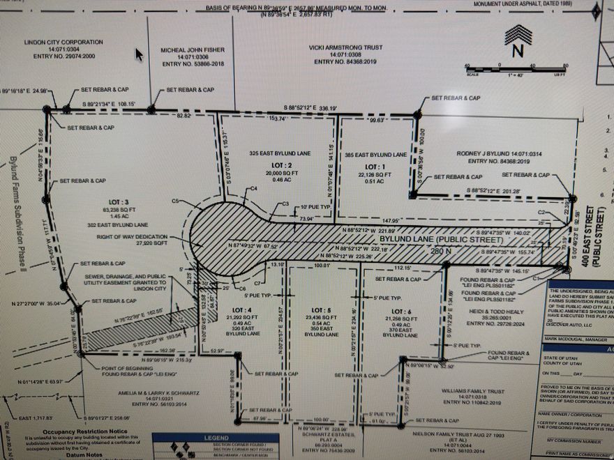Great New 1/2 Acre Lots in Luxurious Lindon Neighborhood.  Great Views of Mountains. Close to New Lindon temple.  Area or Large Homes.