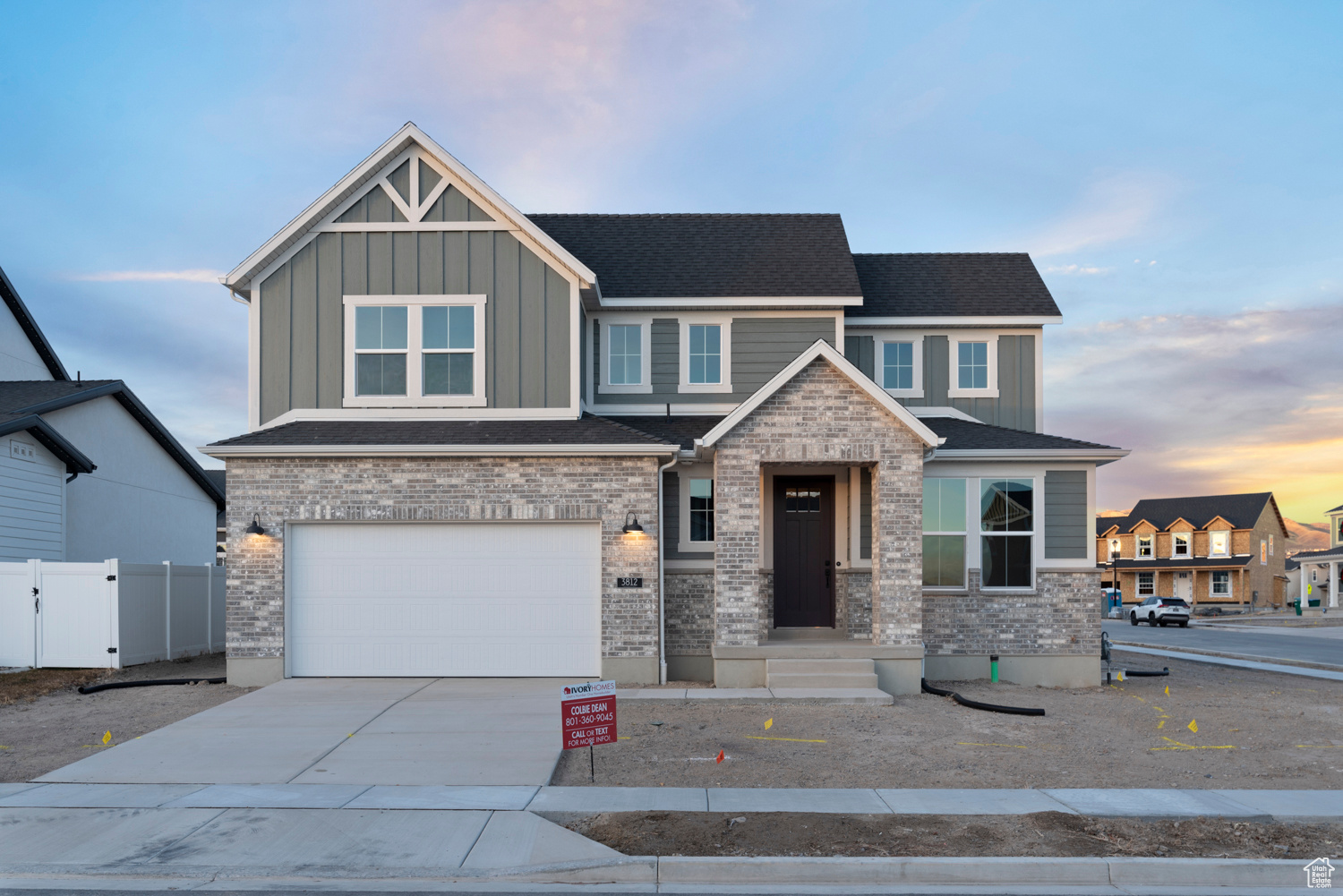 Come see this beautiful brand new 2200 Farmhouse, in the sought after Holbrook Farms community! The kitchen showcases cotton maple cabinets, sleek quartz countertops, a tile backsplash, and platinum gas appliances, delivering a stunning and functional cooking space. This home also features laminate hardwood, tile, and carpet flooring, while can lighting and 2-tone paint add warmth and sophistication throughout. The owner's bedroom is highlighted by a box window, offering natural light and added character. Enjoy the cozy ambiance of the gas log fireplace in the great room and appreciate the elegant details like metal railing at the stairway and Craftsman base and casing, The grand bathroom includes cultured marble surrounds and black matte hardware creating a luxurious retreat. With energy-efficient options, a 50-gallon water heater, Christmas light outlets, and stylish functionality, the 2200 Farmhouse offers the perfect balance of comfort and timeless design! Come check it out today!