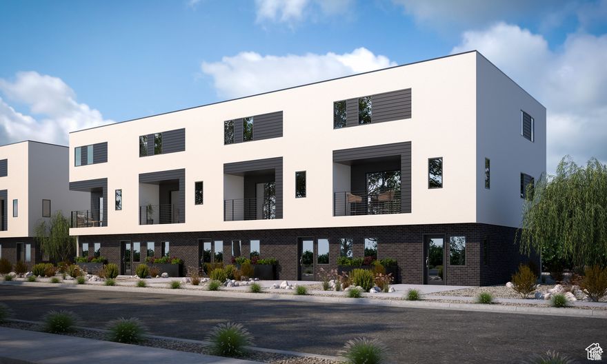 NEW Beautiful MODERN Townhome community! GREAT location only a few minutes to I-15 & downtown SLC! Only 8 minutes to the SL Airport! NIGHTLY rental approved!! Upstairs there are 2 primary suites each with private en-suite bathrooms w/adult height bathroom vanities! The ground level has a flex room that can be used as a 3rd smaller bedroom or office space. Beautiful balcony off of great room & nice patio for entertaining. This community qualifies for an affordable loan program w/$4,000 additional in closing costs & NO Mortgage Insurance on a 3% down conventional loan! Saves Hundreds of $$ on monthly payment! Price includes all upgrades professionally selected by our in-house designer! The main level is beautifully laid out for entertaining and has a spacious open concept layout with a large balcony.. Large 8' peninsula island in spacious kitchen. Beautiful included finishes throughout; Laundry located conveniently near bedrooms. Tile in all bathrooms, wood laminate floor in entry/kitchen/dining & great room areas & carpeted areas have upgraded 8# pad. Beautiful upgraded Euro style cabinets throughout with stained cabinets throughout. Beautiful white 3cm quartz throughout kitchen & bathrooms; Adult height vanities in both bathrooms; Brushed nickel cabinet hardware throughout & brushed nickel  upgraded faucets in kitchen & bathrooms. Stainless steel appliances w/gas range. Super energy efficient w/tankless water heater, 95% efficient furnace, 2x6 exterior walls & upgraded insulation! Oversize 1.5 car garage. Quality built by Keystone Construction. 10 year warranty included! Walking distance to the new 17-acre Glendale Regional Park (pickleball courts, skate bowl, swimming pool, splash pad, ice & roller skating ribbon, promenade, Pavillon, skate board area, boardwalk, full court basketball, riverside beach volleyball, plus more!), Jordan River Parkway trails & Glendale Golf Course. Near public transportation, shopping & dining. Google Fiber. Call today with any questions!
