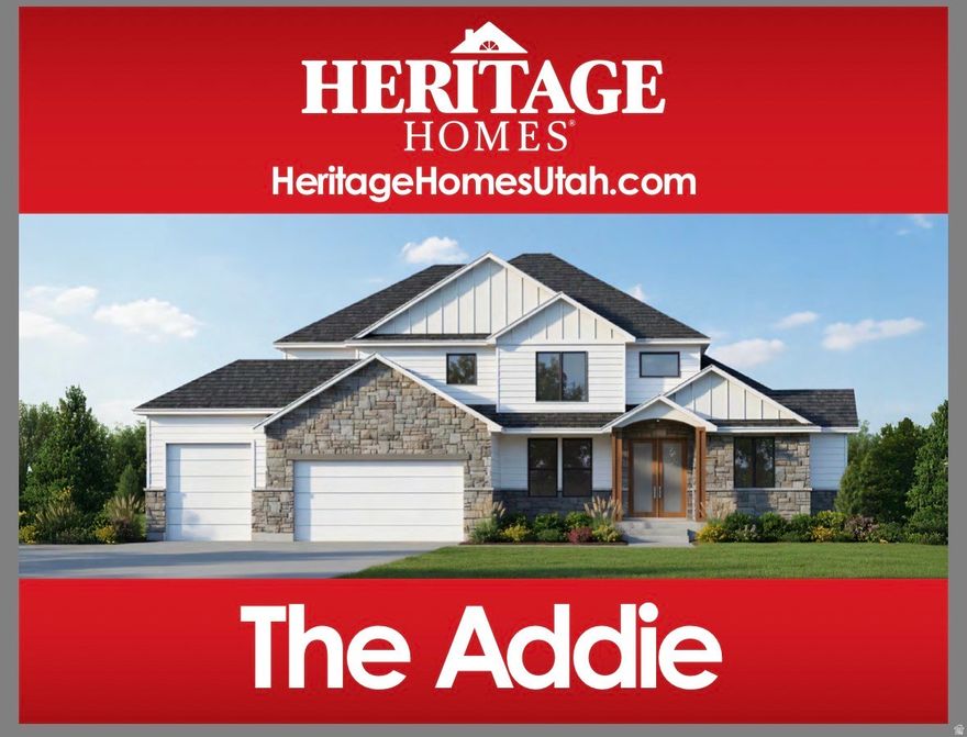 Welcome home to the Addie by Heritage Homes - A stunning two-story plan with a main floor primary suite. This home is designed with both beauty and function in mind. Step through the grand entry into a spacious office or formal living room, then continue into the open-concept family room filled with natural light. Gather around one of Heritage Homes signature fireplaces and enjoy a warm, inviting space perfect for relaxing  or entertaining.  The bright dining area flows seamlessly into the oversized kitchen complete with high end upgrades and a generous pantry offering plenty of storage. Whether you're preparing everyday meals or hosting friends and family, this kitchen is designed to impress. The luxurious primary suite features an oversized shower a large soaking tub and a spacious walk in closest. Upstairs you have flexible options, enjoy three generously sized bedrooms, or transform the third bedroom into an open loft space overlooking the the family room below.  With the exceptional craftsmanship and thoughtful details Heritage Homes is known for, the Addie is a new construction opportunity you won't want to miss.