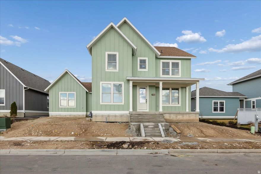 Introducing the Ridgefield Farmhouse at Cascade Village-where modern function meets timeless charm in one of Daybreak's most desirable neighborhoods near the Watercourse. Part of the exclusive Traditional Collection, this thoughtfully crafted home features a spacious open-concept design that seamlessly connects the kitchen, great room, and dining area for both everyday living and effortless entertaining. Just off the entry, enjoy a cozy sitting room and a versatile flex space-perfect for a home office, study, or playroom. The luxury owner's suite offers a private retreat with an oversized walk-in closet and elegant finishes, while a tandem 4-car garage with side door provides ample room for vehicles, storage, or even a home gym. With its expansive covered front porch, inviting curb appeal, and elevated design, the Ridgefield Farmhouse delivers flexibility, style, and comfort right in the heart of Daybreak's Cascade Village.