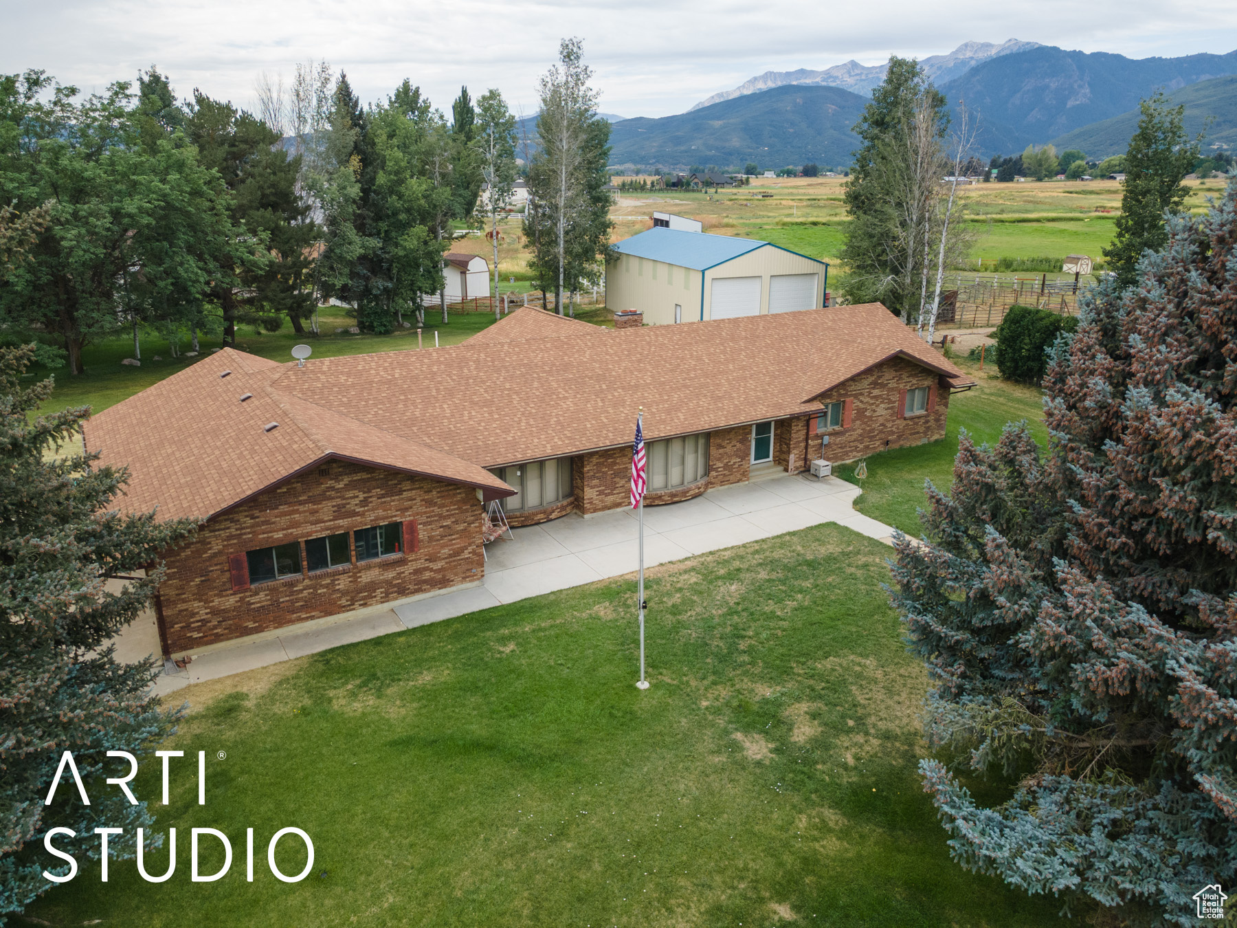 Single-level living meets ultimate storage and functionality in this spacious Eden home. Nestled on nearly an acre (.96 acres) on a desirable corner lot, this 3-bedroom, 3-bathroom property offers both comfort and room to spread out. Step inside to find a thoughtfully designed floorplan featuring a formal living room, a formal dining room, and a cozy family room-perfect for both entertaining and everyday living. A bright sunroom brings in natural light year-round, creating the perfect spot to relax with a good book or morning coffee. Car enthusiasts, hobbyists, and outdoor adventurers will love the oversized 3-car garage and the incredible 1,800 sq. ft. shop (30' x 60'), complete with two 14' overhead doors and one 8' overhead door-plenty of room for RVs, boats, off-road toys, or a dream workshop. The property's spacious lot provides room to breathe, with space for gardening, outdoor gatherings, or future possibilities. All this, tucked in the heart of Ogden Valley, just minutes from Pineview Reservoir, world-class skiing at Snowbasin and Powder Mountain, and endless outdoor recreation. Don't miss this rare opportunity to own a property that blends small-town charm with big storage and living potential. Flag pole is excluded. Washer/Dryer are negotiable. One share of Eden Irrigation is included. A second share of Eden Irrigation can be purchased outside of contract. Buyer/Buyer's Agent to verify all.