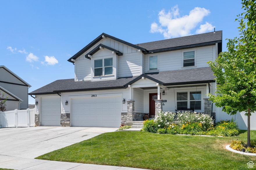 OPEN HOUSE October 10th 4-7 pm  Beautiful 6-Bedroom Home Near Utah Lake Spacious and move-in ready, this 6-bedroom, 3.5-bath home features new flooring throughout (2023) and a bright, open floor plan filled with natural light. The primary suite offers double doors, vaulted ceilings, dual vanities, and a custom-built walk-in closet.  Enjoy RV parking and a fully fenced backyard complete with fire pit and mature landscaping-perfect for outdoor entertaining. Conveniently located near schools, parks, and Utah Lake, this home combines comfort, function, and modern updates throughout. (Agent owned.)  (All offers in by Sunday night  Oct 12th)