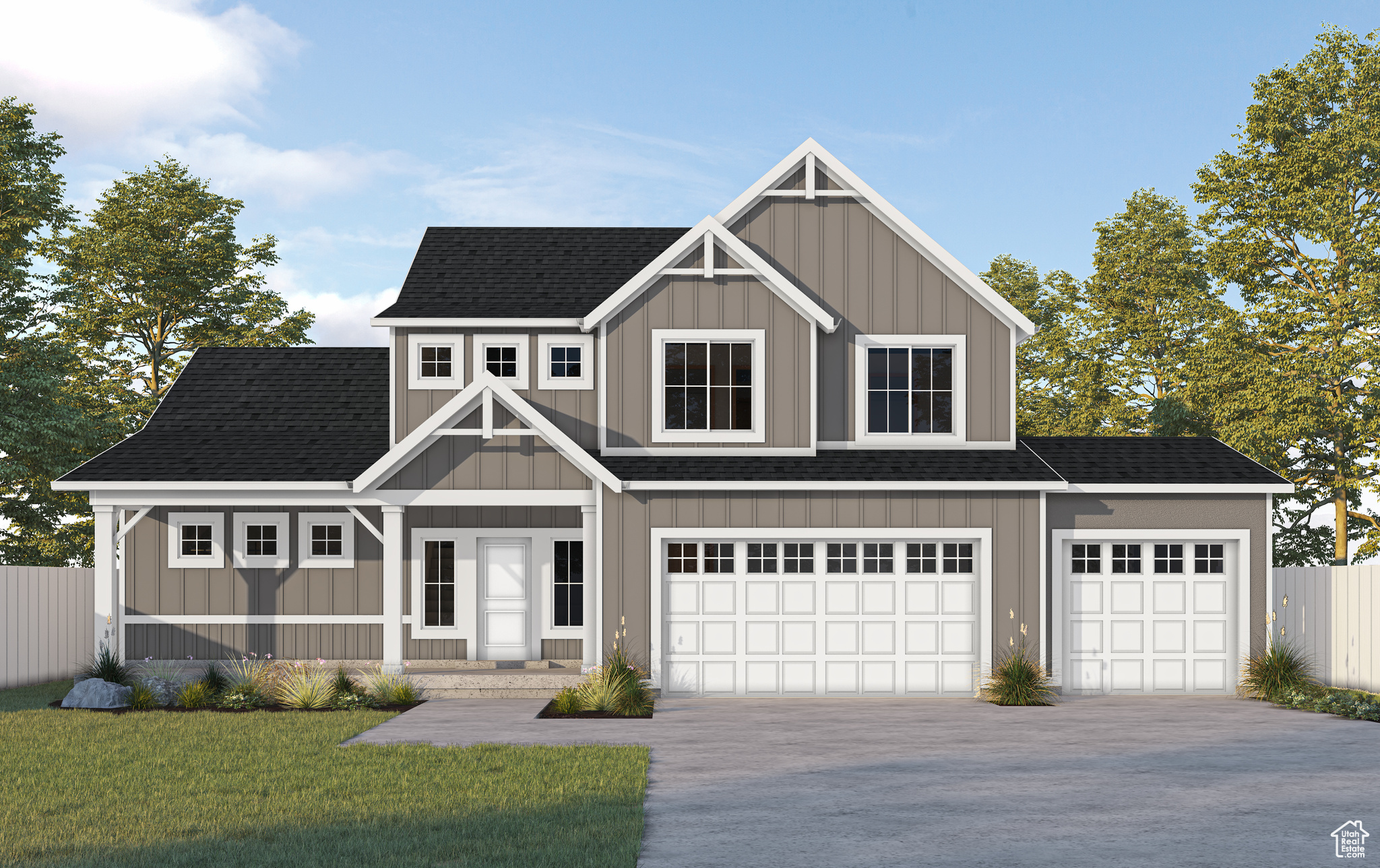The PROVIDENCE Plan - 4 bed home with a Farmhouse Exterior. The main floor owner's suite has it all: tray ceiling, large walk-in closet with stackable laundry connection, double undercounter sinks, soaker tub and oversized shower. The large family room with 20 ft ceilings features a gas fireplace. The kitchen includes a large island for food prep/counter seating, a large walk-in pantry, stainless gas cooktop, double built-in oven, 42" upper cabinets w/ crown molding, 30" single sink, upgraded cabinet with dovetail, soft-close features. Laminate Mohawk flooring throughout the kitchen, dining, & family room. Quartz/Silestone by Cosentino countertop in kitchen and bathrooms, Powder room located next to the garage entry with mud room bench & hooks. Stair railing with newel posts. Upstairs has a loft, 3 large bedrooms, full bathroom, and full laundry room. Home includes unfinished basement with 9' foundation walls and an outside entrance, ready to build out future ADU, room for a large family room, 2 additional bedrooms, a bathroom, and under porch storage. 2 95% efficient furnaces, 50-gallon water heater, & plumbed for a soft-water system. Large RV garage with 12' x 10' door and extra space on the side of the garage to add an RV pad. ** Special Interest Rates are Available ** with our Builder Forward Commitment (BFC) if you use DHI Mortgage in addition to receiving up to $7,000 toward closing costs. Ask me about our generous home warranties, active radon Mitigation System, and Smart Home Package, which is included in this home. The actual home may differ in color, material, and/or options. Pictures are of a finished home of the same floor plan and the available home may contain different options, upgrades, and exterior color and/or elevation style. Square footage figures are provided as a courtesy estimate only and were obtained from building plans. No representation or warranties are made regarding school districts and assignments; please conduct your own investigation regarding current/future school boundaries.