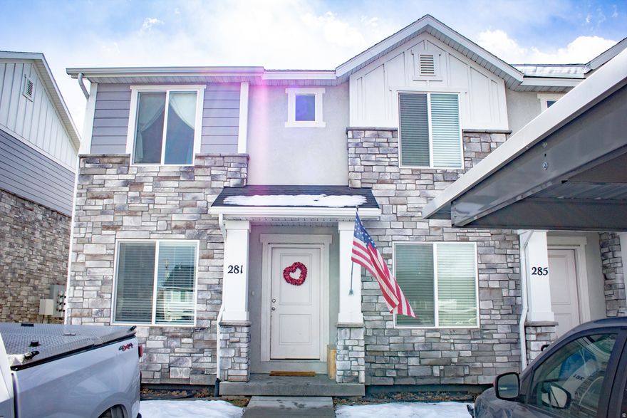Open House January 31st 11-1pm!!  (Showings to begin at the Open House). Darling END UNIT Townhome with EXTRA SPACE around the yard and LARGE windows for extra natural light!!  Playground just across from front door!!  Lovely community subdivision!  Inviting Family Room, Kitchen with GRANITE countertops and a half bath ALL on the Main floor. Upstairs you will be delighted to find 2 generous sized bedrooms and a full bathroom. ADDED BONUS: Family Room portion of the Basement is finished (carpet scheduled for install). It is also plumbed for another full bathroom and framed for storage or a bedroom.  This Townhome will make a wonderful home or investment property (no rental cap). Eligible for an USDA Loan (not FHA approved). Sellers would love a lease back until April 10th if possible.  Buyer/Broker to verify all.