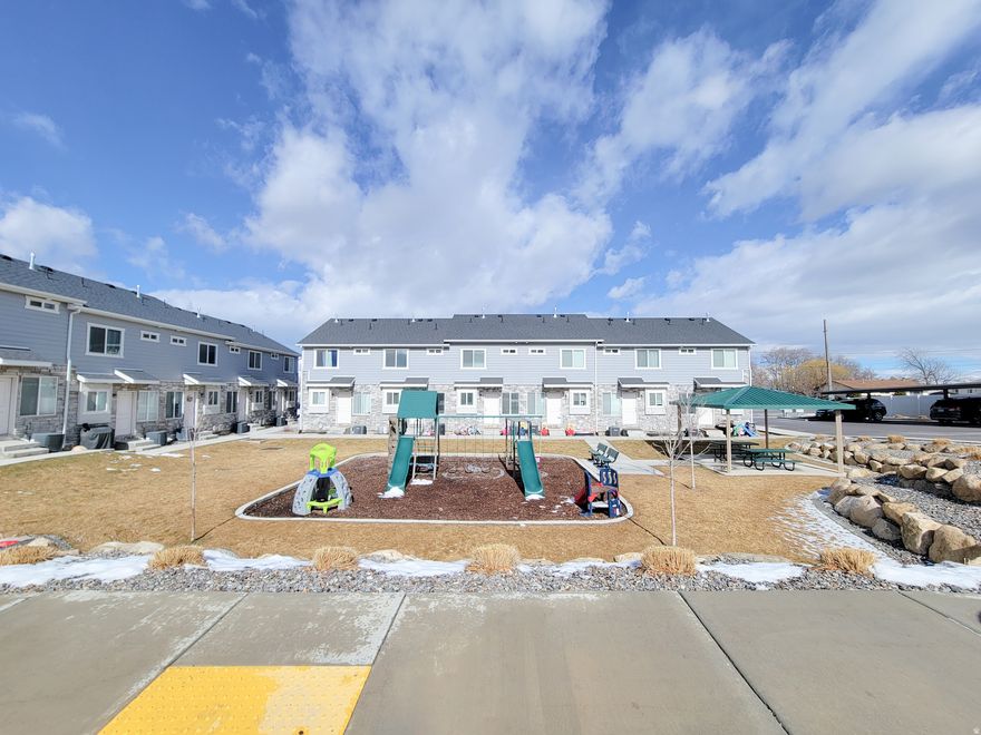 WOW!!  Add this to your REAL ESTATE PORTFOLIO!! Eligible for USDA LOAN with NO MONEY DOWN!!  Are you investment minded??  Buy this END UNIT Townhome to live in for a bit and then EASILY turn it into a GENERATING INCOME Rental!! (No Rental Cap in this Neighborhood!!) It's easy to see how this is an INVESTOR SPECIAL!! Santaquin is growing FAST so get this townhome while prices are LOW! This will be a GREAT unit to FORTIFY your GROWING portfolio. You will be able to INCREASE rents while your mortgage stays fixed!! LARGE END UNIT townhome with EXTRA Windows, 2 bedrooms upstairs while HALF of the basement is finished and EXTRA space plumbed for an additional bathroom and bedroom allowing you to expand when needed. FRIENDLY Playground right outside the front door!! Let the Kids play, while you sip Lemonade in the Shade!! Come make this your BELOVED home and INVESTMENT PROPERTY to generate LASTING WEATLH!! Buyer/Broker to verify all to buyer's own satisfaction. (not FHA approved).