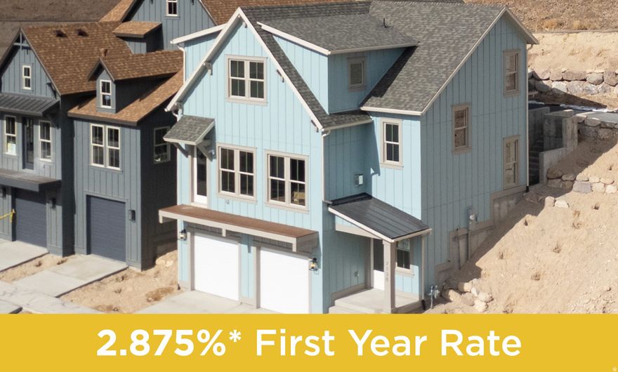 Meet the Frisco, a beautifully designed split-level home with a drive-under three-car tandem garage and a convenient mudroom. Inside, the open-concept layout features a gourmet kitchen with a large pantry, seamlessly connecting to the living room. Step out onto the expansive deck, perfect for unwinding and taking in the surrounding views. The owner's suite offers a spacious walk-in closet, and an additional versatile bedroom or office space enhances the home's flexibility. With its smart design and modern style, the Frisco delivers a perfect mix of comfort and practicality, available exclusively in Terraine, West Jordan's premier master-planned community.