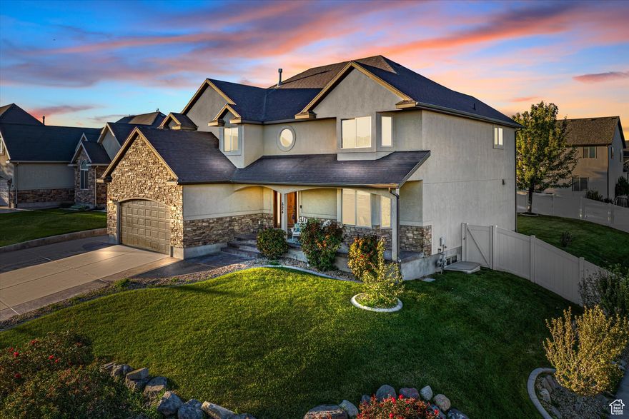 New carpet, new basement apartment with fresh LVP flooring! This spacious home sits on a quiet corner lot with gorgeous Utah Lake views and tons of extra parking. Built in 2006, it features 5 bedrooms upstairs-including an oversized primary suite-plus large open living spaces on the main level. The perfect mix of comfort, updates, and location!