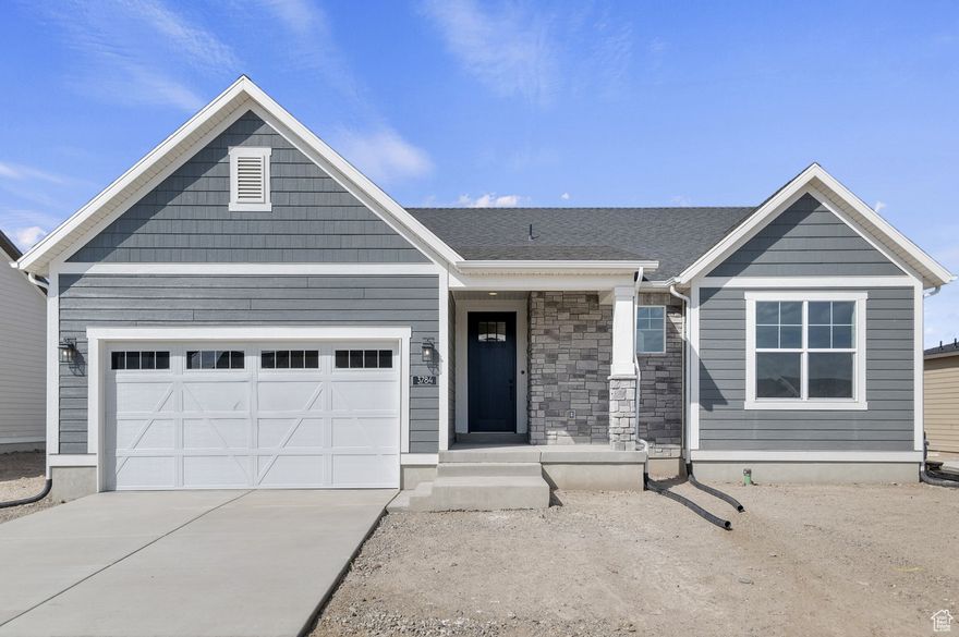 Come see this brand new 1700 Garden home is located in a sought after Lehi community near parks, schools shopping and more! Highlighted you will find a modern kitchen with white laminate cabinets, quartz countertops, and stainless steel gas appliances with tile backsplash and a charming box window in the nook. Flooring includes laminate hardwood, tile, and carpet, enhanced by can lighting. This home offers energy-efficient options, a tankless water heater, christmas light outlets and a metal stair railing. Finishes include Craftsman base & casing and 2-tone paint while the owner's bathroom features quartz shower surrounds and black matte hardware. This is a must see!