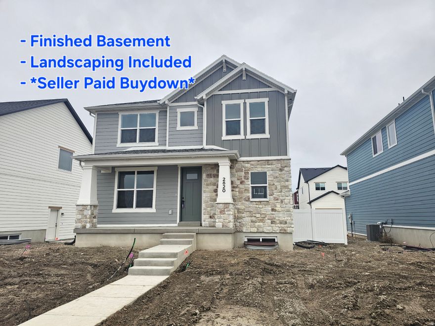 Limited time over $23,000 in incentives with preferred lender and no cost refinance for 3 years. Finished Basement? Landscaping Included? Seller Paid Rate Buydowns? Check, check, and check. This beautiful 2 story is complete with 4 bedrooms and 3.5 bathrooms including an amazing primary bathroom suite and walk in closet. Upgraded features including quartz countertops, 9' main floor ceiling, tall windows, tankless water heater, and more. Master planned community with multiple parks, playgrounds, pickleball courts, etc. First park and walking trails already installed.