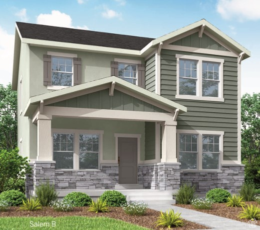 Come see this amazing brand new Salem plan with thoughtfully designed features. The modern kitchen highlights gray maple cabinets, quartz countertops, and stainless steel gas appliances. Interior amenities include laminate hardwood, vinyl tile, and carpet flooring, can lighting, and two-tone paint throughout and an upstairs loft. The owner's bathroom showcases cultured marble shower surrounds accented by brushed and satin nickel hardware. Additional features include a 40-gallon water heater, energy-efficient options, and craftsman-style base and casing, combining comfort, style, and practicality in every detail.