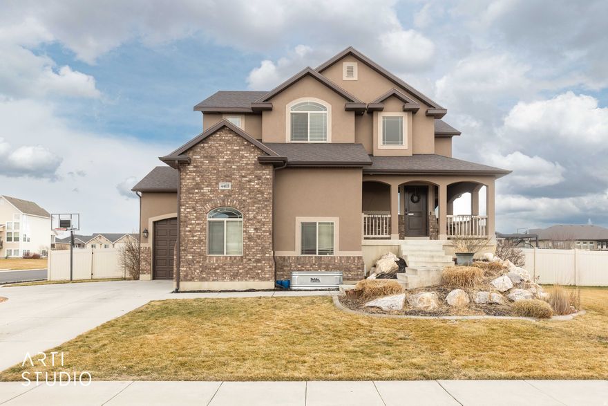 Welcome to this spacious corner-lot home in Hooper offering room to live, entertain, and store all your toys. With a thoughtful layout and quality updates throughout, this home blends comfort and function. The main floor features a welcoming kitchen and living area perfect for gathering. Upstairs you'll find 4 bedrooms and 2 full bathrooms, including a grand primary suite with elegant French doors. Updated carpet was installed in 2024 and comes with a warranty for added peace of mind. The fully finished basement (completed in 2015 with city permits) is built for making memories. Enjoy movie nights in the theater room, complete with a kitchenette, projector, and surround sound system, all included. The basement also offers a 5th bedroom and an additional bathroom. Major efficiency upgrades include new attic insulation brought up to an R60 rating and a 95% efficient furnace replaced in 2024. Sellers are also providing a one-year IBEX home warranty. Outside, this property truly shines. The 3-car garage, concrete RV pad with RV power hookup, and included shed provide excellent storage and flexibility. Relax or entertain in multiple outdoor seating areas, including a spacious covered patio with a fire feature. A 40'x16' salt water pool (with transferable Warranty) was installed in 2018 with a high-quality safety cover, creates a backyard retreat, complemented by a pergola for poolside lounging. Square footage figures are provided as a courtesy estimate only and were obtained from County Records.  Buyer is advised to obtain an independent measurement.