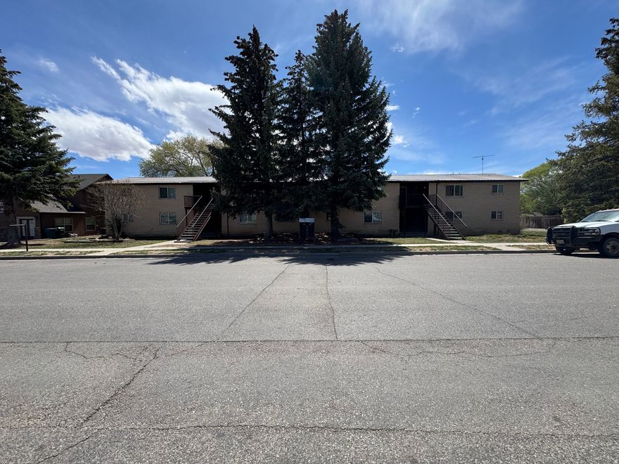 This building consist of 8 units:  2 Bedrooms, 1 Full Bath, Living Area, Kitchen & Laundry. Close to town & amenities. Currently 1 unit is vacant and under going minor repairs. This building has had 100% occupancy and rents vary from $800.00-$1175.00 currently. Rents increasing with Lease Renewals. Landlord pays Water, Sewer & Garbage and property care (gardening and snow removal).  Tenants are responsible for Electric & Internet.  The building has had new windows installed as well as new back decks built.  Buyer to verify all information. Please do not disturb the tenants. Please give 24-48 hours notice for all showings. Building is under management with Uintah Basin Property Management.  Square footage figures are provided as a courtesy estimate only and were obtained from County Records. Buyer is advised to obtain an independent measurement.