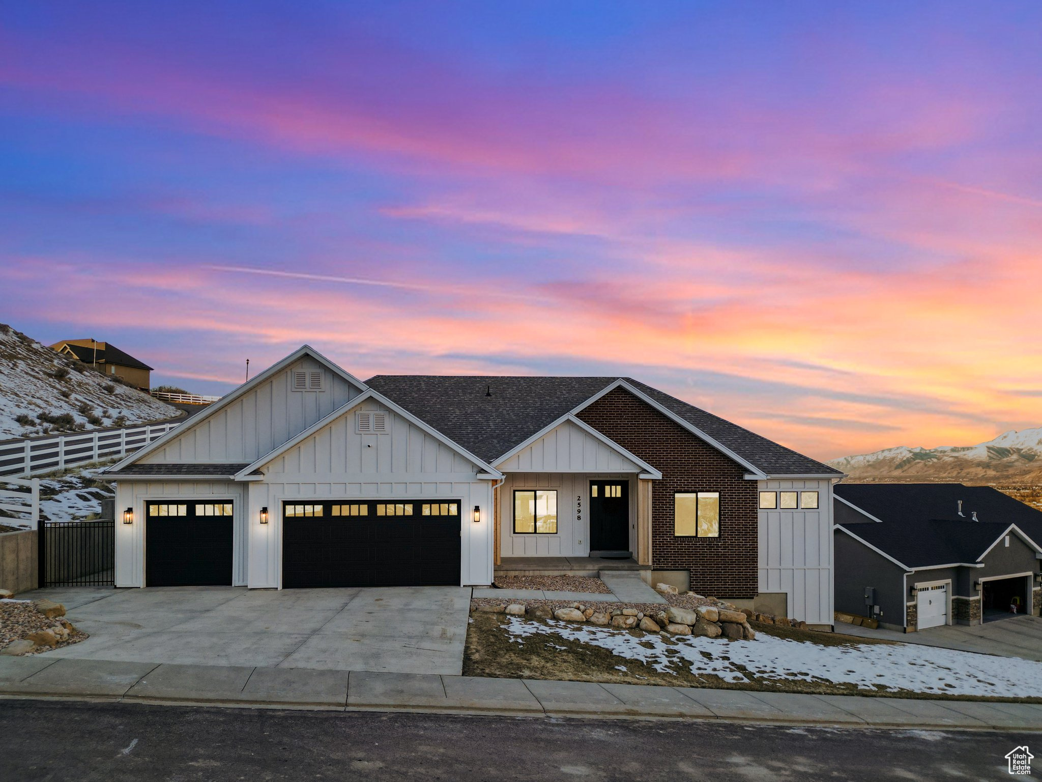 DONT MISS THE CHANCE TO OWN THIS INCREDIBLE HOME!   The open-concept layout features a full Mother-In-Law basement complete with a separate entrance, kitchen, 3 bedrooms, and a laundry room. The basement also includes a fully equipped theater room with surround sound and adaptive lighting for the perfect movie experience.  Upstairs, the spacious living room with vaulted ceilings is ideal for entertaining. The chef's kitchen is a dream, offering quartz countertops, soft-close cabinetry, an industrial fridge, and a walk-in butler's pantry.  The primary suite is a true retreat (Say that 3 times over), featuring vaulted ceilings, a private balcony, an electric fireplace, and a walk-in closet. Enjoy the peaceful backyard with a large deck (perfect for grilling), a waterfall, and breathtaking views.  Not to mention, the home is equipped with Everlights on the front of the home and can be customized year-round via an app. Conveniently located near Spanish Fork Golf Course, hiking trails, and just a quarter-mile from Spanish Oaks Reservoir.   Schedule a showing today!   Square footage figures are provided as a courtesy estimate only. Buyer is advised to obtain an independent measurement.