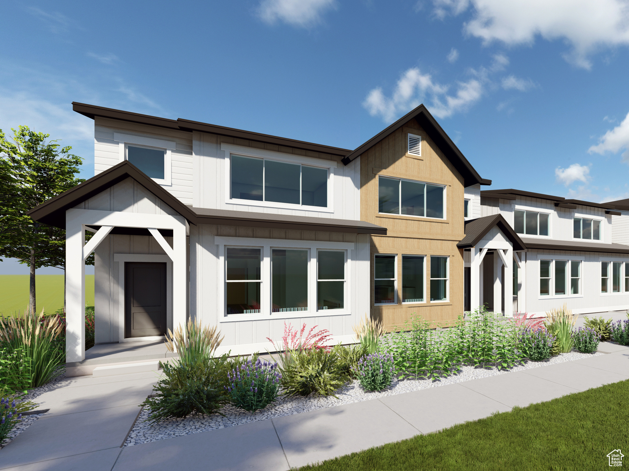 The Valley Zions 1018 Residence 2. Rates as low as 4.75% FHA or 5.25% Conventional OR $25k CC when financing through Lennar Mortgage! Estimated completion in March. This home offers 3 bedrooms, 2.5 bathrooms, a loft, and an attached 2-car garage. On the main floor, a spacious kitchen offers gray craftsman-style cabinets, white with grey veining quartz countertops, and stainless steel appliances including a refrigerator! Upstairs is the owner's suite with owner's suite bathroom, laundry room, loft, two additional bedrooms, and a full secondary bathroom. Square footage figures are provided as a courtesy estimate only and were obtained from builder. Buyer is advised to obtain an independent measurement. Interior photos are of same style of home, but not the actual home. Rendering is for illustrative purposes only.