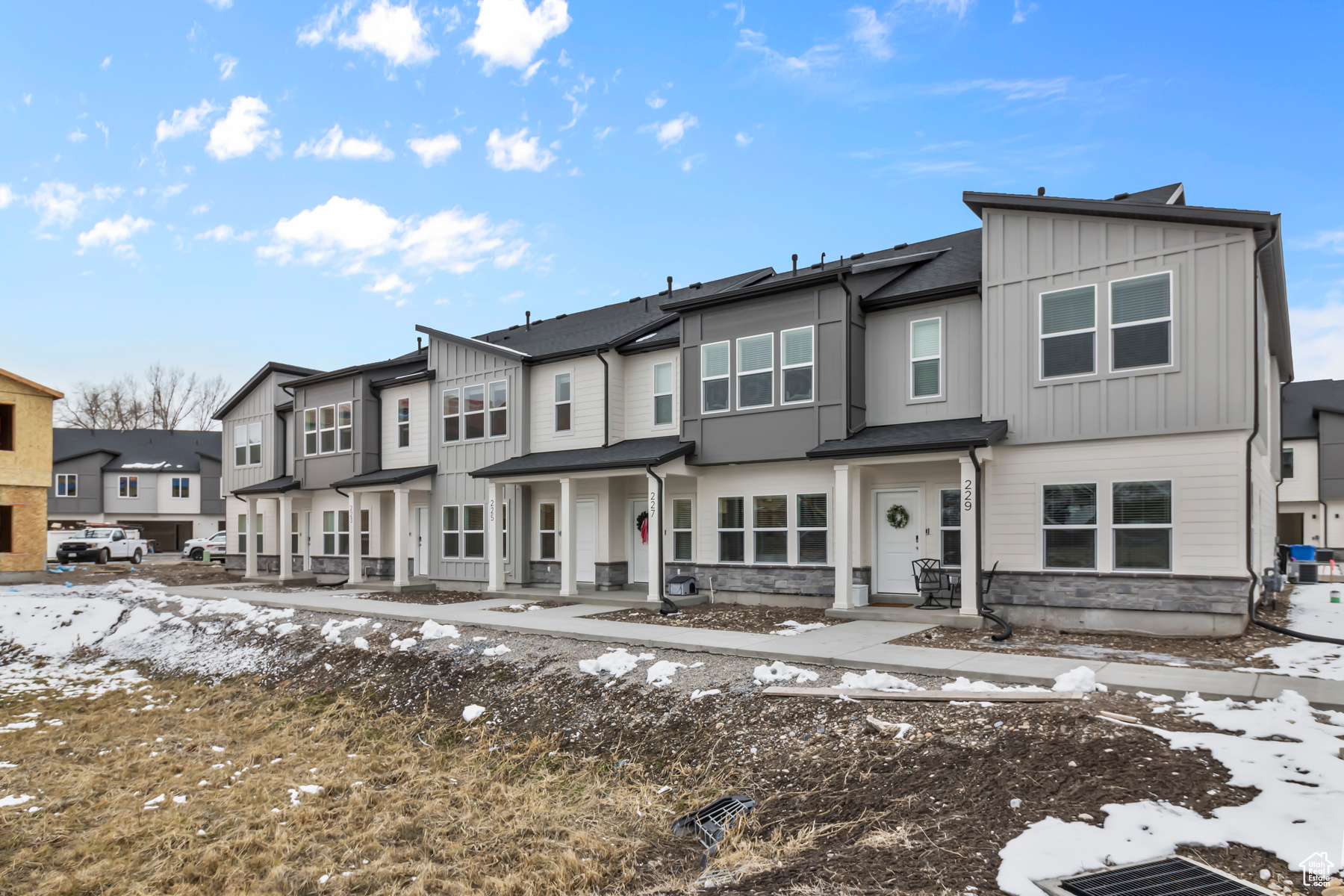 Welcome to your brand new townhome in a vibrant new community! This stylish home offers modern living at its finest, featuring sharp finishes throughout, including white cabinets, stunning quartz countertops, and luxury vinyl plank flooring. With spacious 9-foot main floors, an integrated smart home package, and sleek design, it's perfect for contemporary living. Enjoy the community's inviting walking paths and green spaces, making outdoor strolls a breeze. A great value in a desirable location-this townhome is the perfect place to call home!  Buyer to verify all info.  Reach out for a personal tour of this townhome or others! Home to be complete by the end of April.