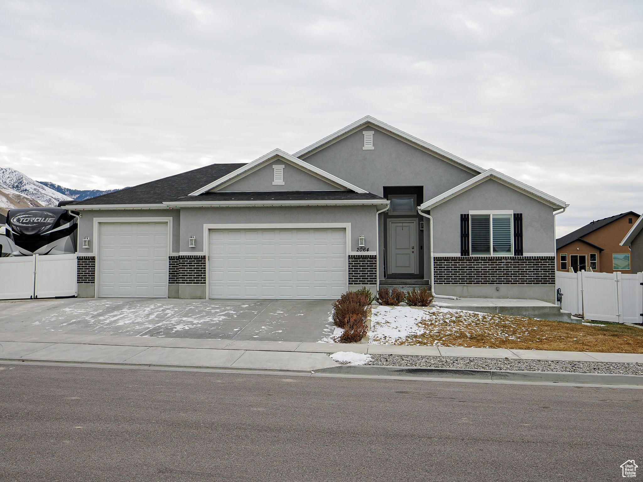 Discover the perfect blend of comfort and style in this stunning 5-bedroom, 3-bath rambler! The vaulted floor plan showcases beautiful Knotty Alder staggered kitchen cabinets, granite countertops, and can lighting-perfect for entertaining. Durable and charming LVT water-resistant flooring, 3-tone paint, and a primary suite featuring a dual vanity, garden tub, and walk-in closet add to the home's appeal. A finished basement provides versatility, while RV parking and breathtaking mountain views set this property apart. The 3-car garage, with 9' clearance on the 3rd bay, offers extra storage or space for oversized vehicles. Don't miss your chance to make this incredible home yours!