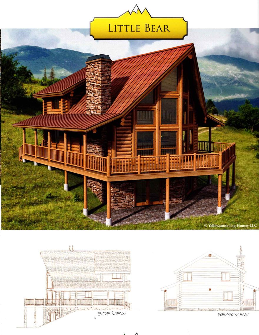 Private Quaking Aspen setting for this Little Bear model plan. Your choice of cabinets, counters, vanities, floors etc. This Cabin is 2 bedrooms, 2 baths with 2 levels. Master is on main level, second bed upstairs next to loft and full bath. The basement is optional with another 2 beds 1 full bath if needed (Call for basement pricing). The main level deck wraps around the sides with stair access from both front and back. Land is slight slope surrounded by Quaking Aspens. There are other Cabin model plans to choose from. Buyers are to verify square acreage and footage of this or any Cabin build.