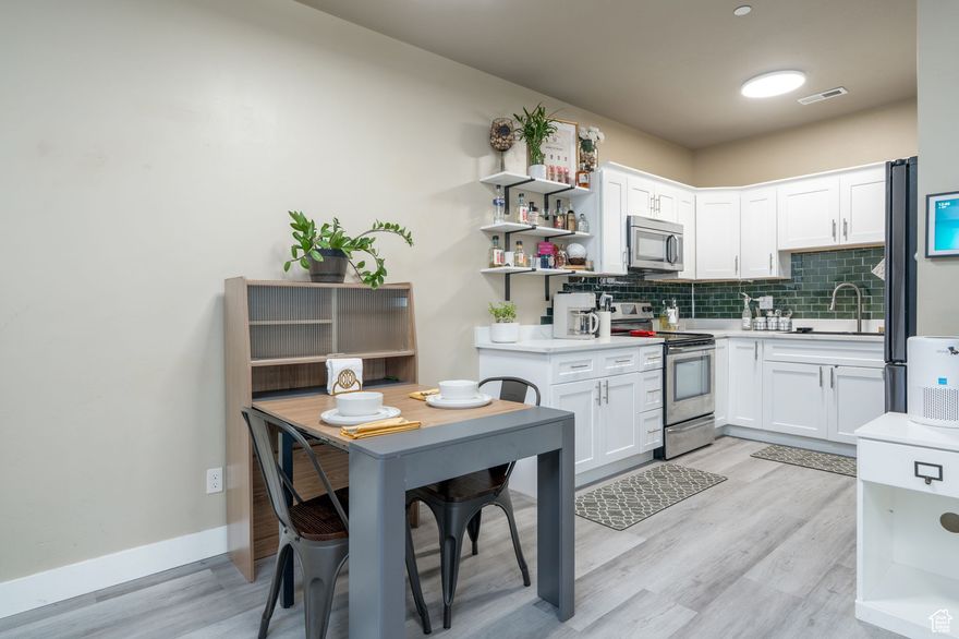 A beautifully updated 3-bedroom, 2-bathroom condo located in the heart of Heber Valley is waiting for you. This home includes smart features that allow voice activation for lights, temperature control, and front door access. The kitchen has new countertops and provides an open space suitable for cooking and entertainment, making it appropriate for a primary home or rental unit. New flooring enhances the space with natural light coming from each room. Enjoy the convenience of a 15-minute drive from various seasonal activities such as golf, skiing, paddleboarding, jet skiing, boating, and camping. It offers two assigned parking spaces, one of which is a covered carport.