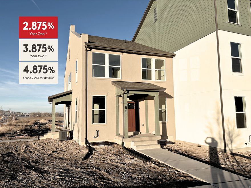 Ring in the New Year with incredible interest rates. Take advantage of a 2.99% first-year rate, 3.99% in year two, and 4.99% for years 37 on an ARM-or choose a low-rate 30-year fixed option. The Oxley townhome at Beacon Pointe offers 2,364 sq. ft. with 3 bedrooms, 2 baths, a 2-car garage, and a full unfinished basement with room to add two more bedrooms and a third bath. Enjoy low-maintenance living with HOA-included fiber internet and exterior landscaping. The open-concept layout features a modern kitchen with quartz countertops, stainless steel appliances, and stylish finishes, while the vaulted primary suite includes a spa-inspired bath and walk-in closet. Beacon Pointe features resort-style amenities, including a pool, pickleball courts, and playgrounds. Located just steps from the Saratoga Springs Temple with stunning Mount Timpanogos views. Lender incentive available with use of preferred lender, First Colony Mortgage. Terms, rates, and eligibility vary. See Sales Agent for details. Photos may include staged or similar floorplans. Actual features, layout, and finishes may vary.